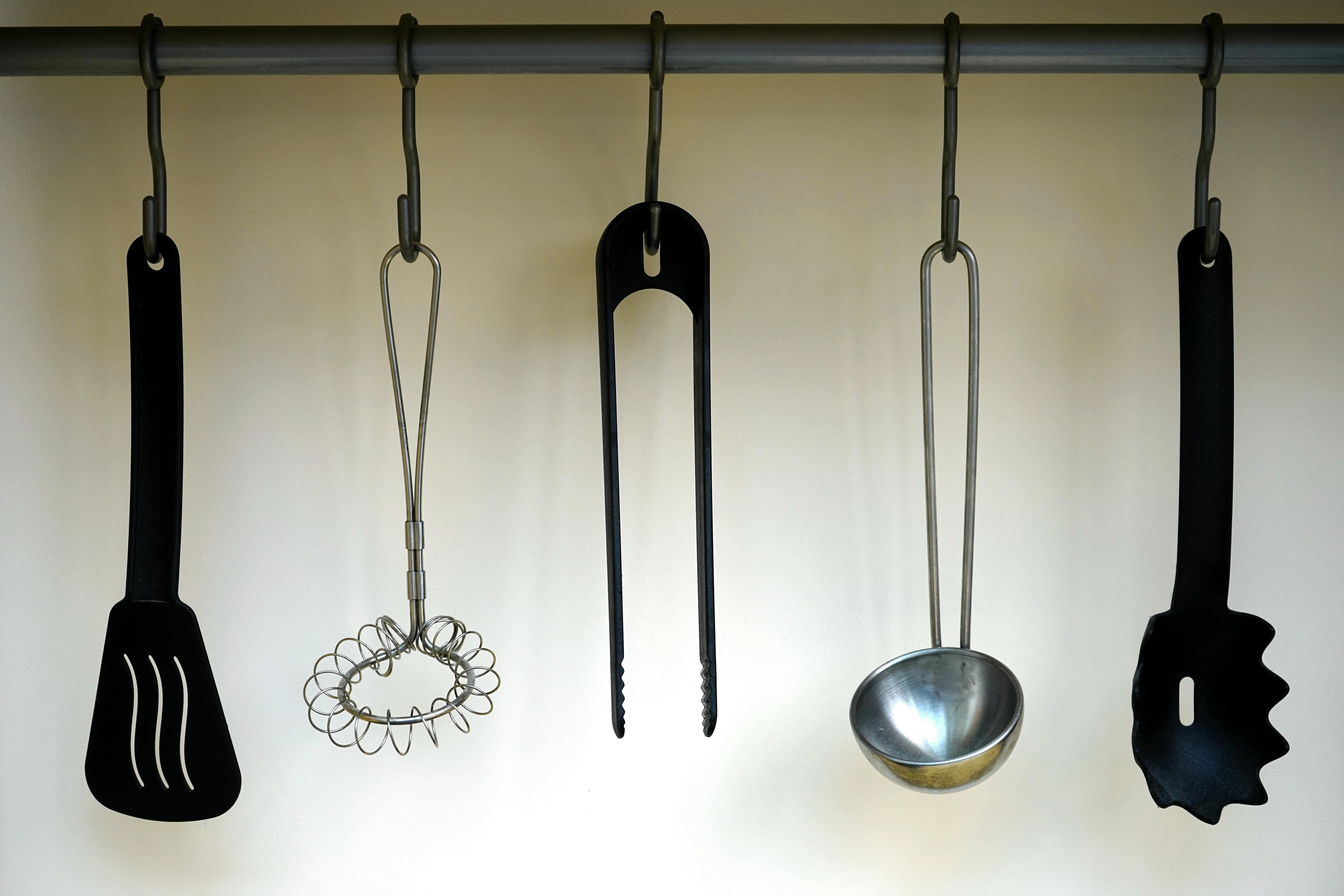 Kitchen tools arranged for daily cooking